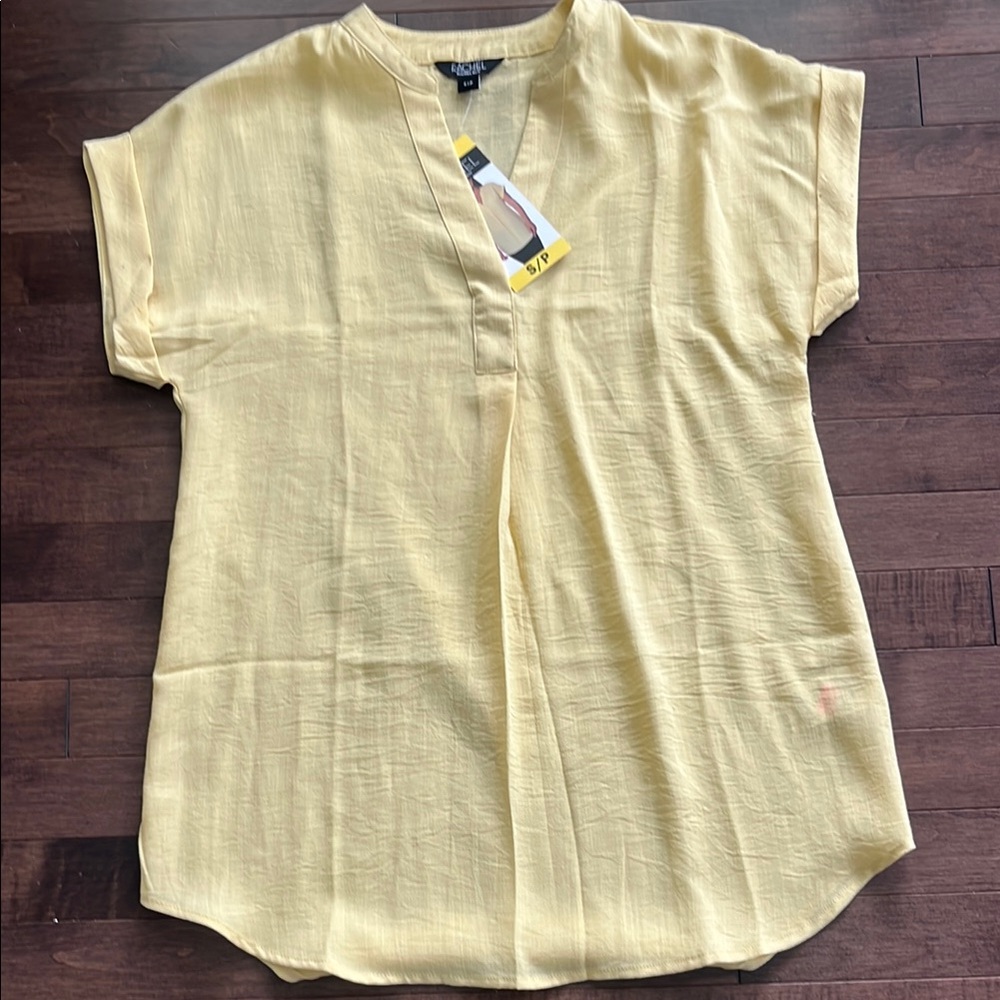 Rafaella Yellow Dolman Sleeve Blouse with Mandarin Collar